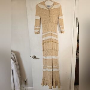 Chic Beige Long Sleeve Knit Dress